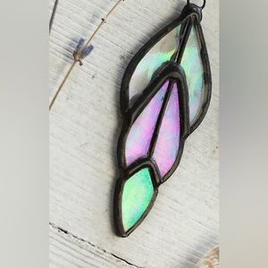 Iridescent Leaf Stained Glass Necklace